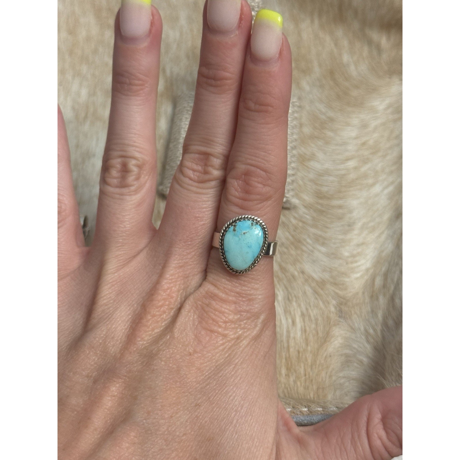 Native American Sterling Silver Blue Ridge Turquoise Single Stone Ring Stacker 89$